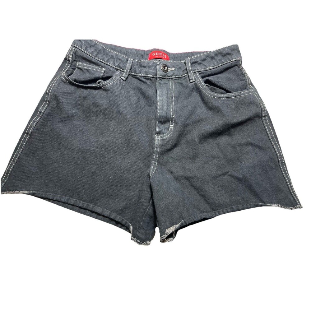 Vintage Guess Black Denim Shorts Womens 10 Y2K 90s High Rise Jorts